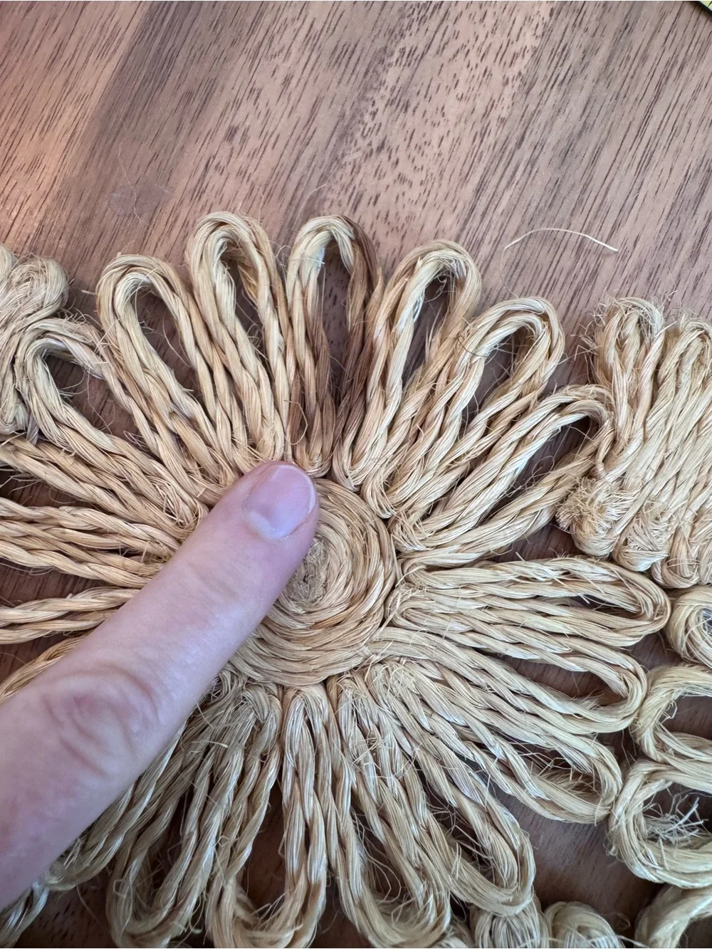 Vintage Set 6 Handwoven Straw Floral Placemats Natural Boho Cottage Coastal Farm